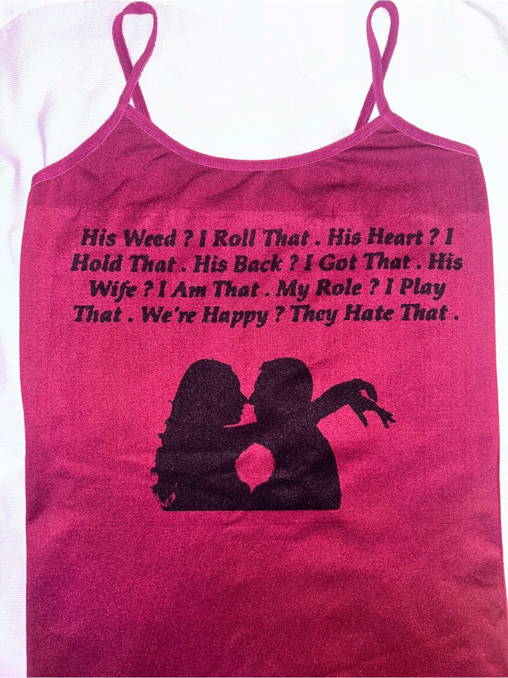 Women's Burgundy Printed Graphic Cami Tank Top